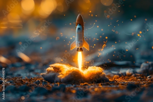 Innovative Startup Rocket Launch Soaring Towards Success and Disruption