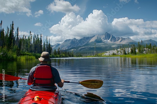 Serene Paddle Through Pristine Mountain Lakes and Forests © TEERAWAT