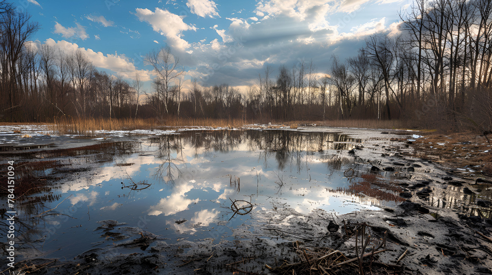 Fototapeta premium Lake reduced to a mere puddle