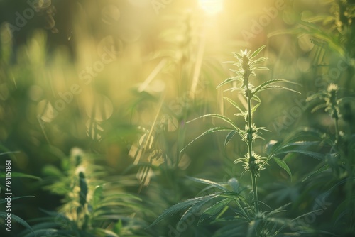 Lush Hemp Plant in Field