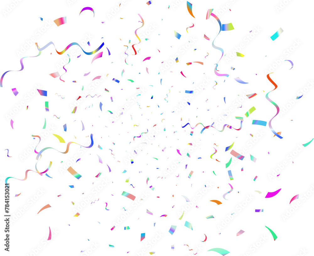 Colorful confetti on a transparent background. Festive background. Vector illustration