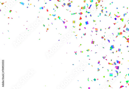 Colorful confetti on white background. Vector illustration. Holiday decoration.