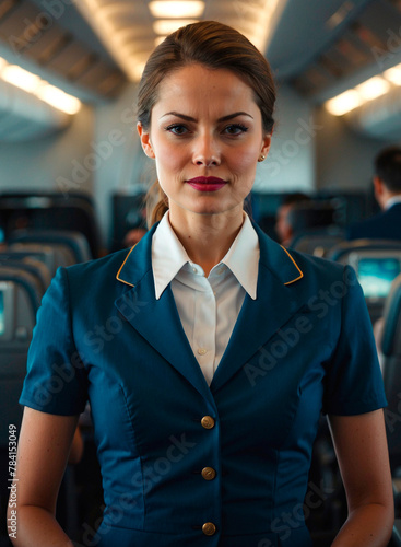 Sorriso nas Alturas: Celebrando a Alegria de uma Aeromoça com seu Papel Vital na Aviação photo