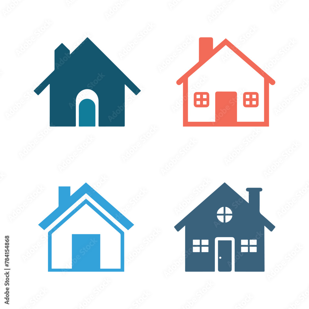 House icon set on white background. Vector illustration in trendy flat style