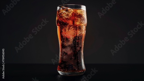 Cola. Coke glass on black background photo