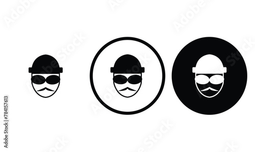 icon thief black outline for web site design 
and mobile dark mode apps 
Vector illustration on a white background
