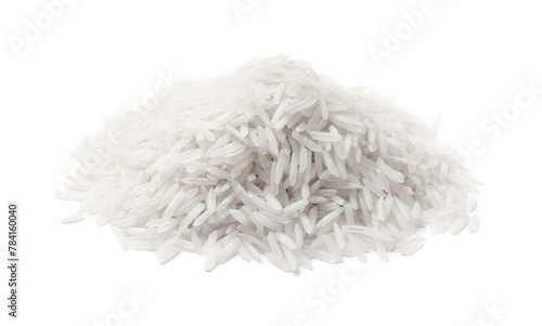 Pile of raw basmati rice isolated on white