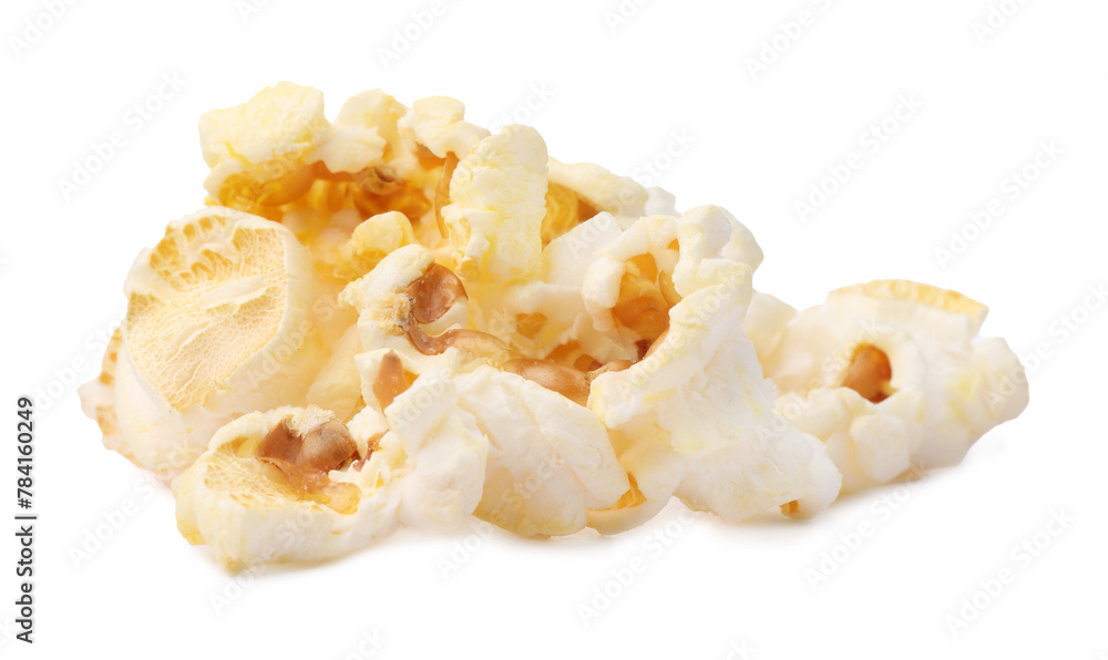 Fresh popcorn isolated on white. Tasty snack