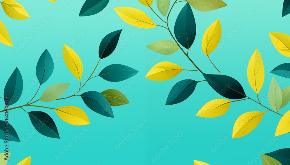 seamless pattern with green and yellow leaves