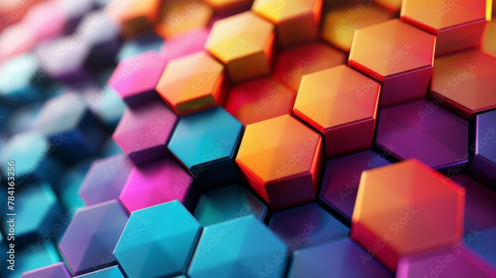Hexagon-centric 3D clay design, futuristic and colorful abstract shapes, high-resolution image Hexagon-centric 3D clay design, futuristic and colorful abstract shapes, high-resolution image