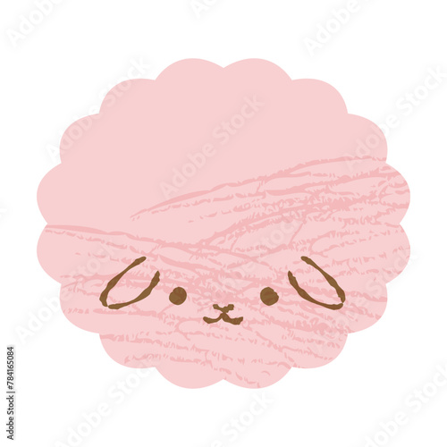 色鉛筆タッチのシンプルでかわいいモコモコのうさぎ（正面）