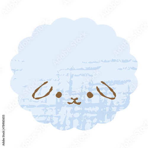 色鉛筆タッチのシンプルでかわいいモコモコのうさぎ（正面）