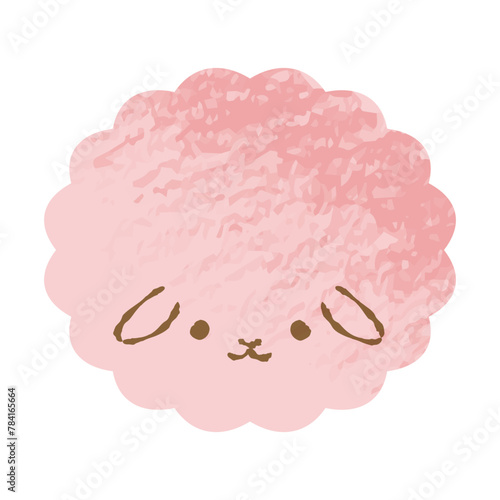 色鉛筆タッチのシンプルでかわいいモコモコのうさぎ（正面）