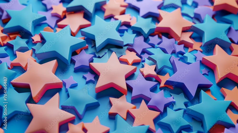 Star futuristic background, 3D render clay style, Abstract geometric shape theme, colorful Star futuristic background, 3D render clay style, Abstract geometric shape theme, colorful