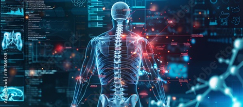 Futuristic medical research of back spine back, spine photo