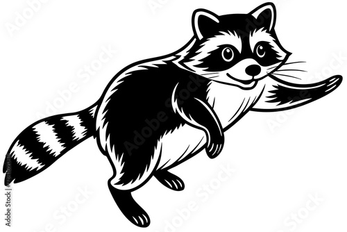 cute-raccoon-jumping vector illustration 