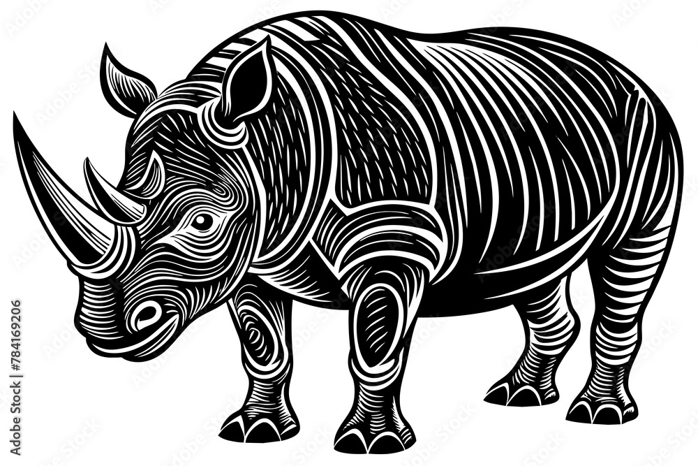 close-up-of-a-rhinocer-on-a-white-background