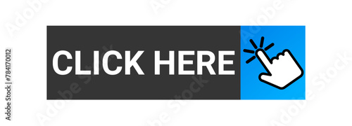 click here web ui button with hand pointer clicking can be used for web and apps. vector Illustrations.