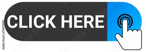 click here web ui button with hand pointer clicking can be used for web and apps. vector Illustrations.