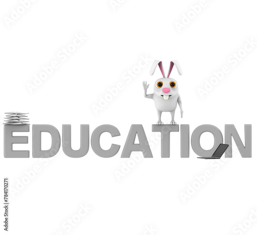 3d character , rabbit education