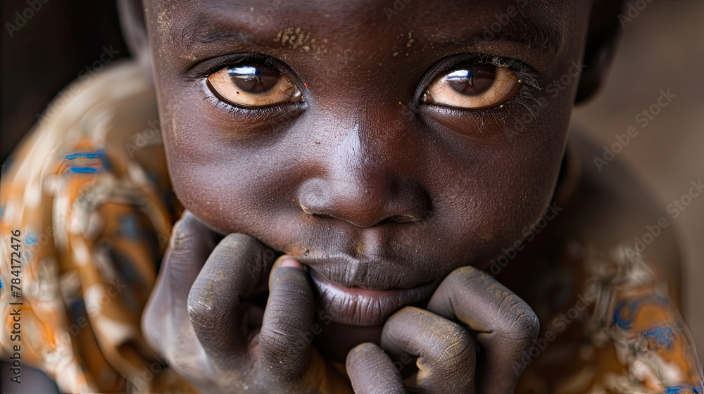 Somalia kid starving  - obrazy, fototapety, plakaty 