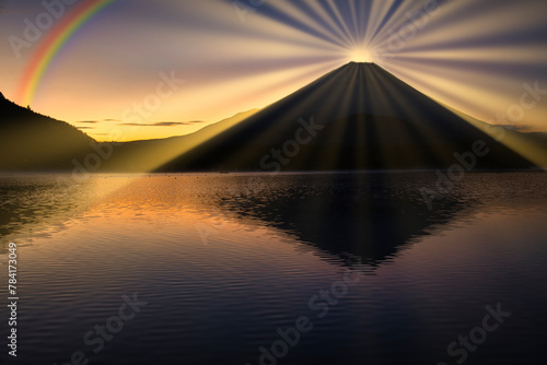 富士山山頂の太陽光線合成