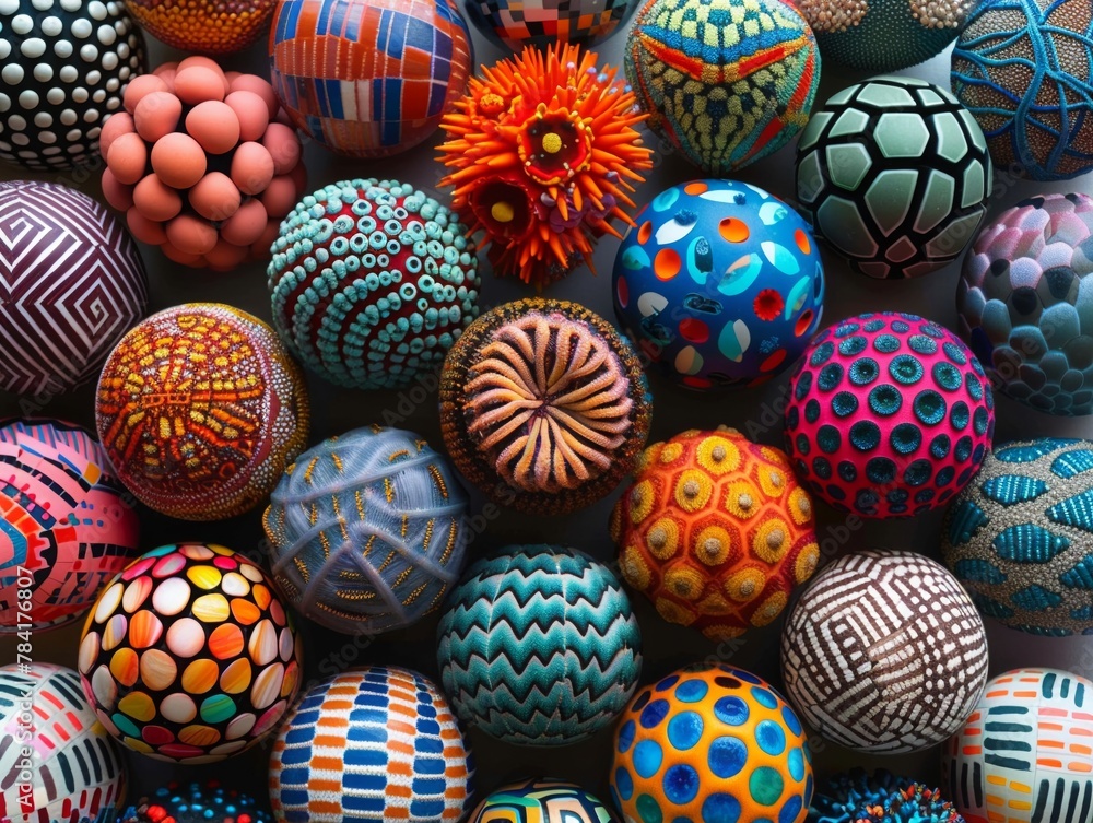 Craft a visually dynamic image of balls transformed into vibrant depictions of various ecosystems when viewed from behind Play with contrasts Craft a visually dynamic image of balls transformed into vibrant depictions of various ecosystems when viewed from behind Play with contrasts