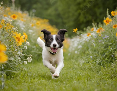 a dog running in the park