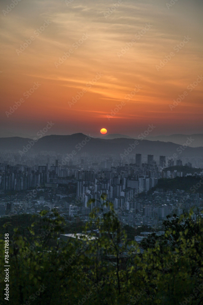 Sunrise in downtown Seoul