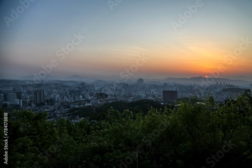 Sunrise in downtown Seoul