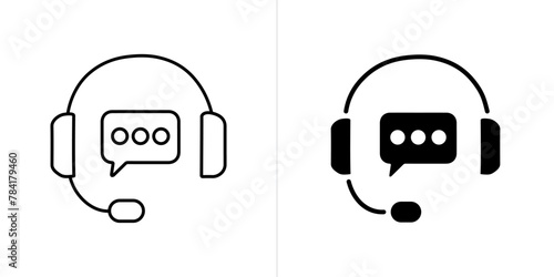Customer service editable stroke and solid web icon set. Vector illustration