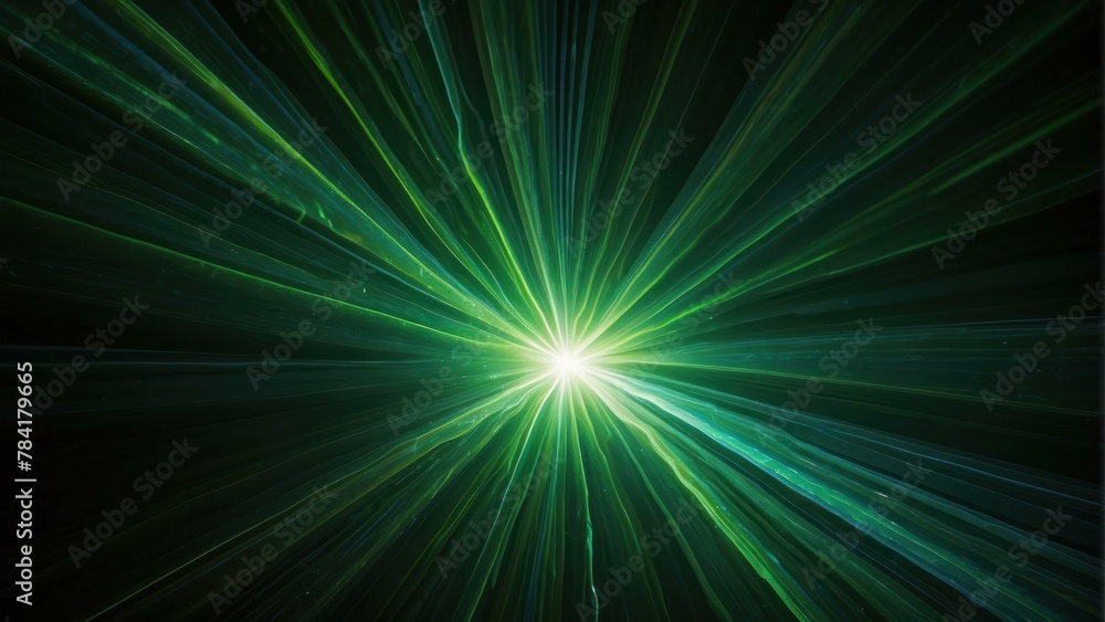 Green laser explosion in dark space illusion Green laser explosion in dark space illusion