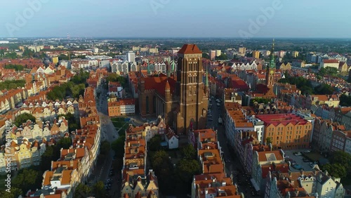 Bazylika Mariacka Gdansk Old Town Basilica Aerial View Poland photo