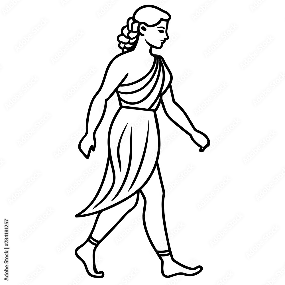 vector illustration of a young woman. Aphrodite walking vector illustration of a young woman. Aphrodite walking
