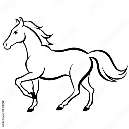 horse vector illustration. A stallion running horse silhouette isolated on white