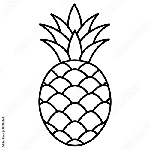 pineapple vector illustration. line art kid's coloring page