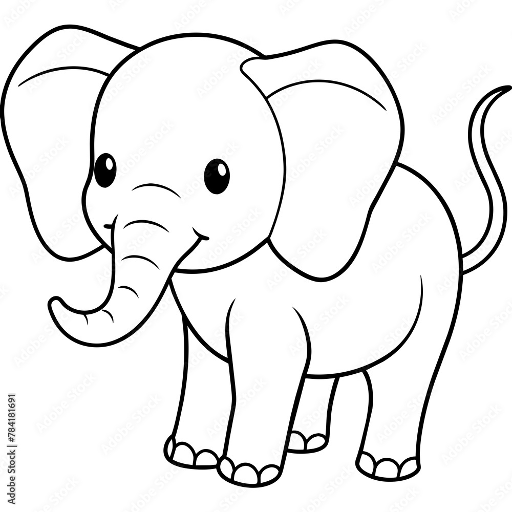 baby elephant cartoon vector. Line art kid's coloring page baby elephant cartoon vector. Line art kid's coloring page