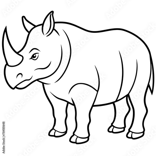rhino vector illustration. rhino cartoon coloring page