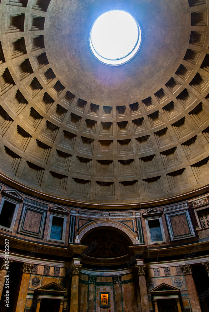 Roma, Italy - May 2 2013: Dome of the Pantheon in Roma