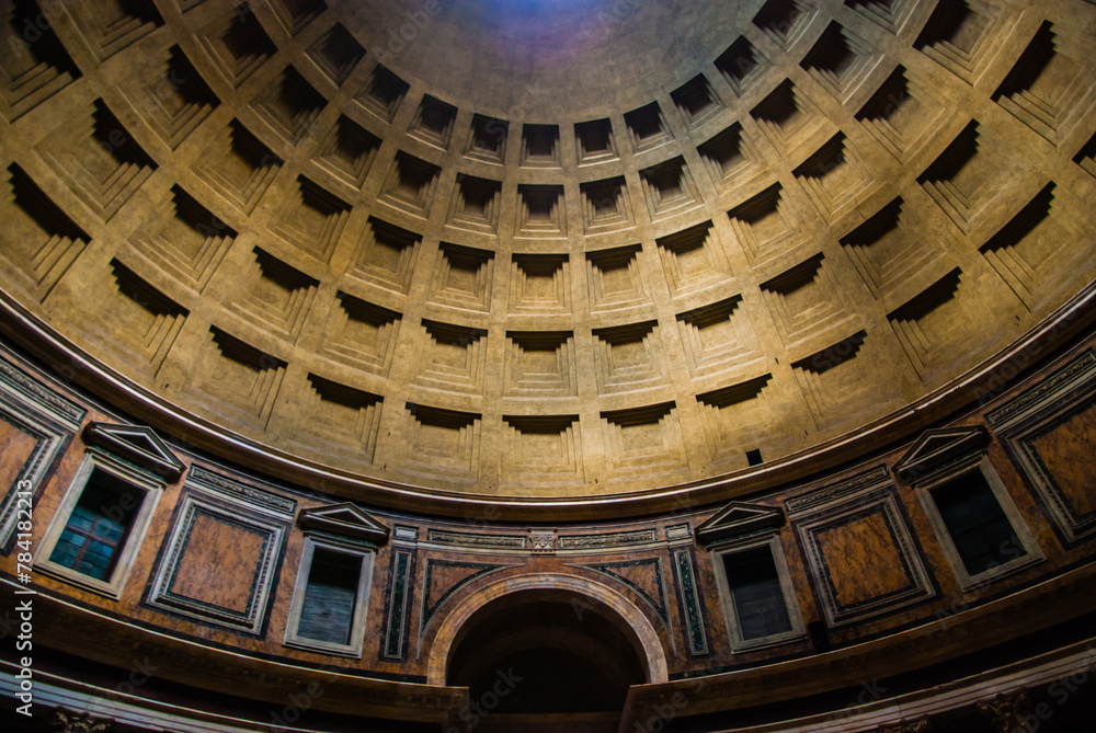 Roma, Italy - May 2 2013: Dome of the Pantheon in Roma