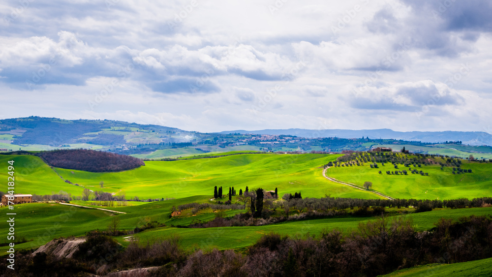 Pienza, Italy - May 4 2013: The countryside view of Toscany in Italy