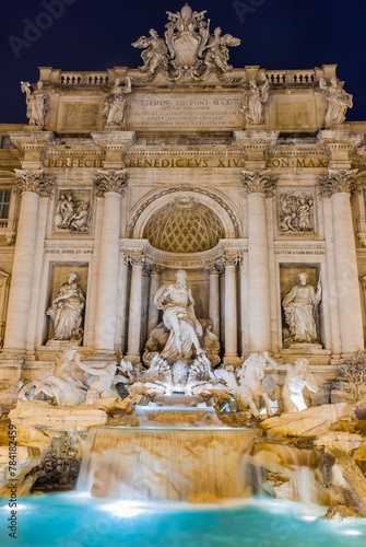 Rome, Italy - May 2 2013: The night view of fontain Trevi in rome