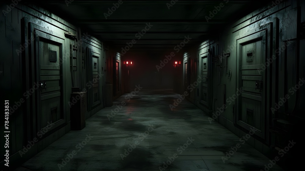 Abandoned Facility Corridor Dimly Lit Mystery Atmosphere Abandoned Facility Corridor Dimly Lit Mystery Atmosphere