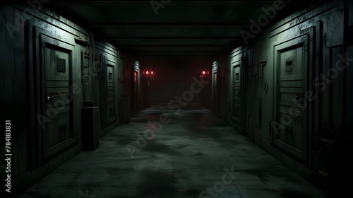 Abandoned Facility Corridor Dimly Lit Mystery Atmosphere © FEROHORA