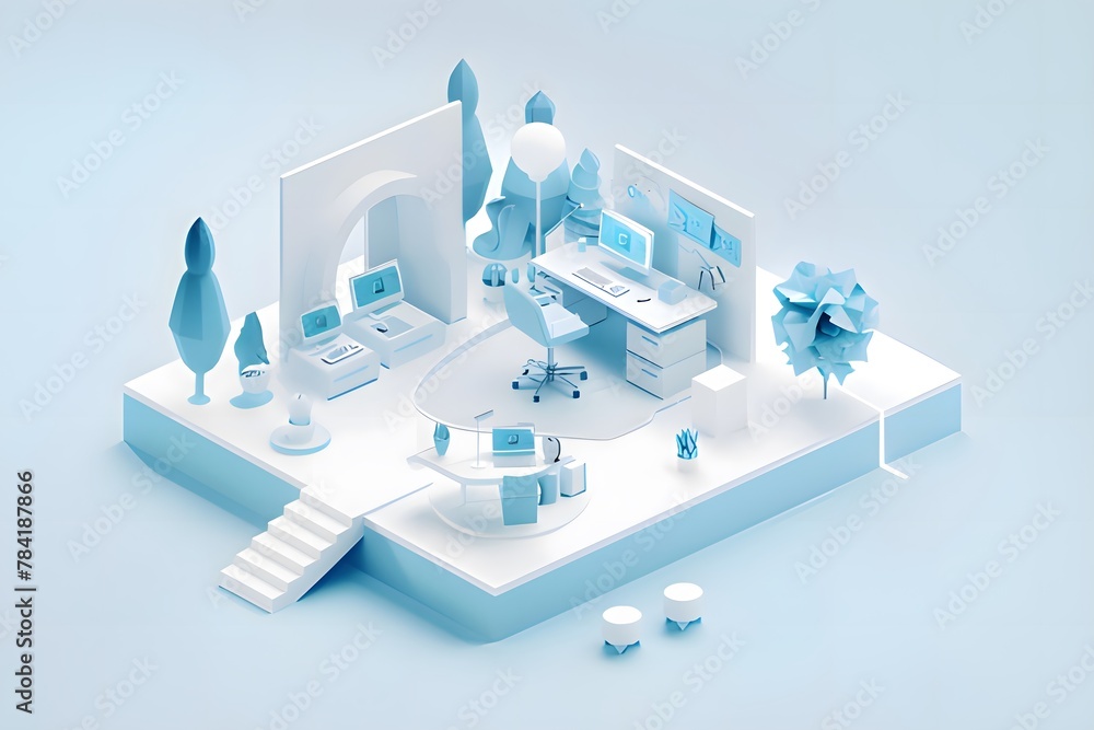 3d model of building. Generative AI 3d model of building. Generative AI