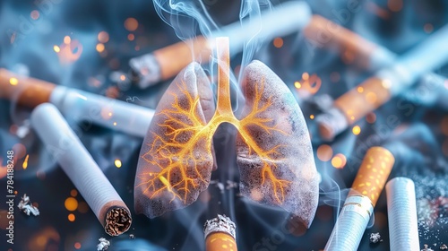 Smoke formation shaped as human lungs. Illustration of smokers lungs which could be used in non-smoking campaigns or lung cancer campaigns. photo