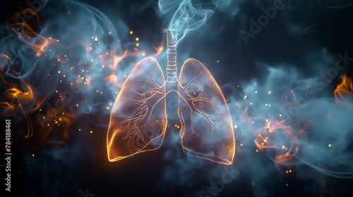 Smoke formation shaped as human lungs. Illustration of smokers lungs which could be used in non-smoking campaigns or lung cancer campaigns. photo