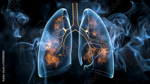 Smoke formation shaped as human lungs. Illustration of smokers lungs which could be used in non-smoking campaigns or lung cancer campaigns.