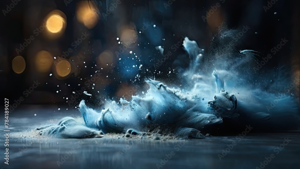 Fototapeta premium close up bokeh spark blue dust blur background