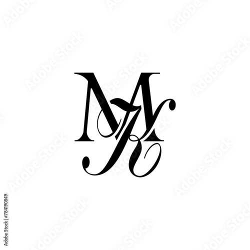 Initial Mixed Letter Logo. Logotype design. Simple Luxury Black Flat Vector MK photo